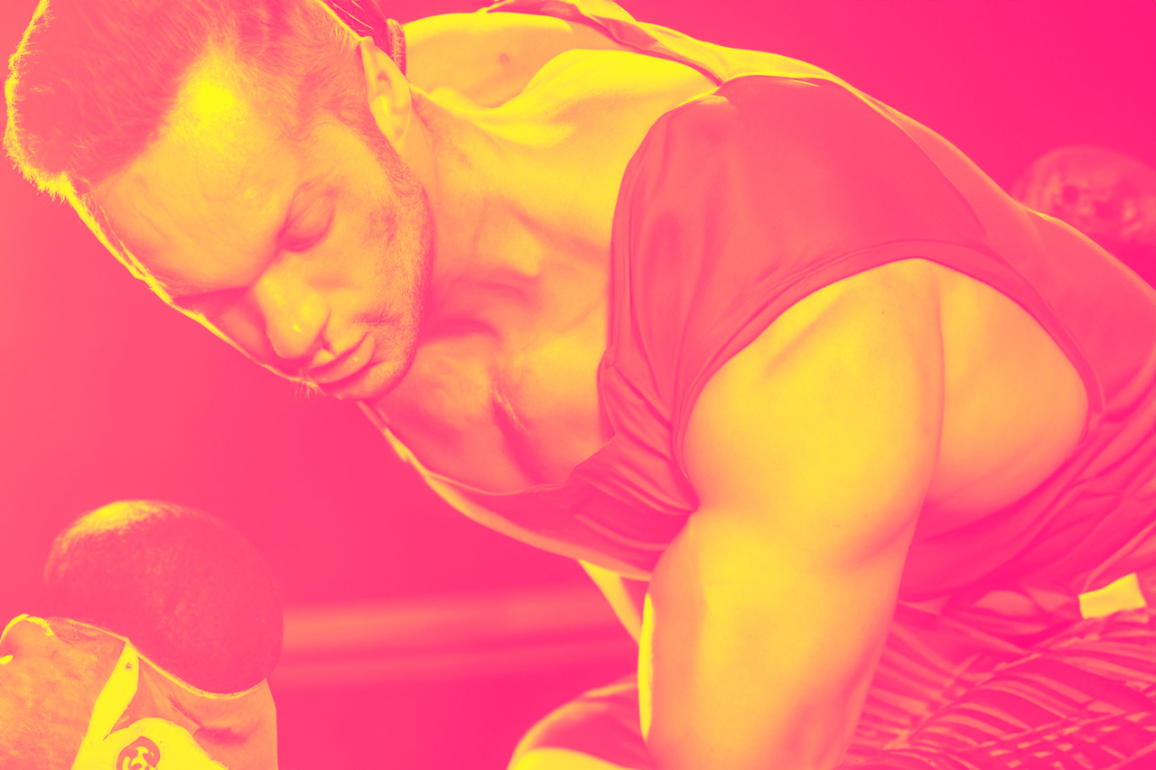 A guy with muscles is working out