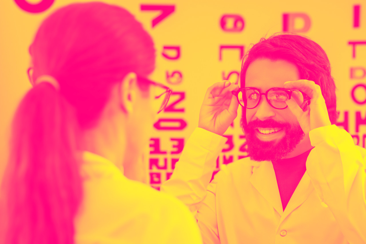 Vision test at an optometrist